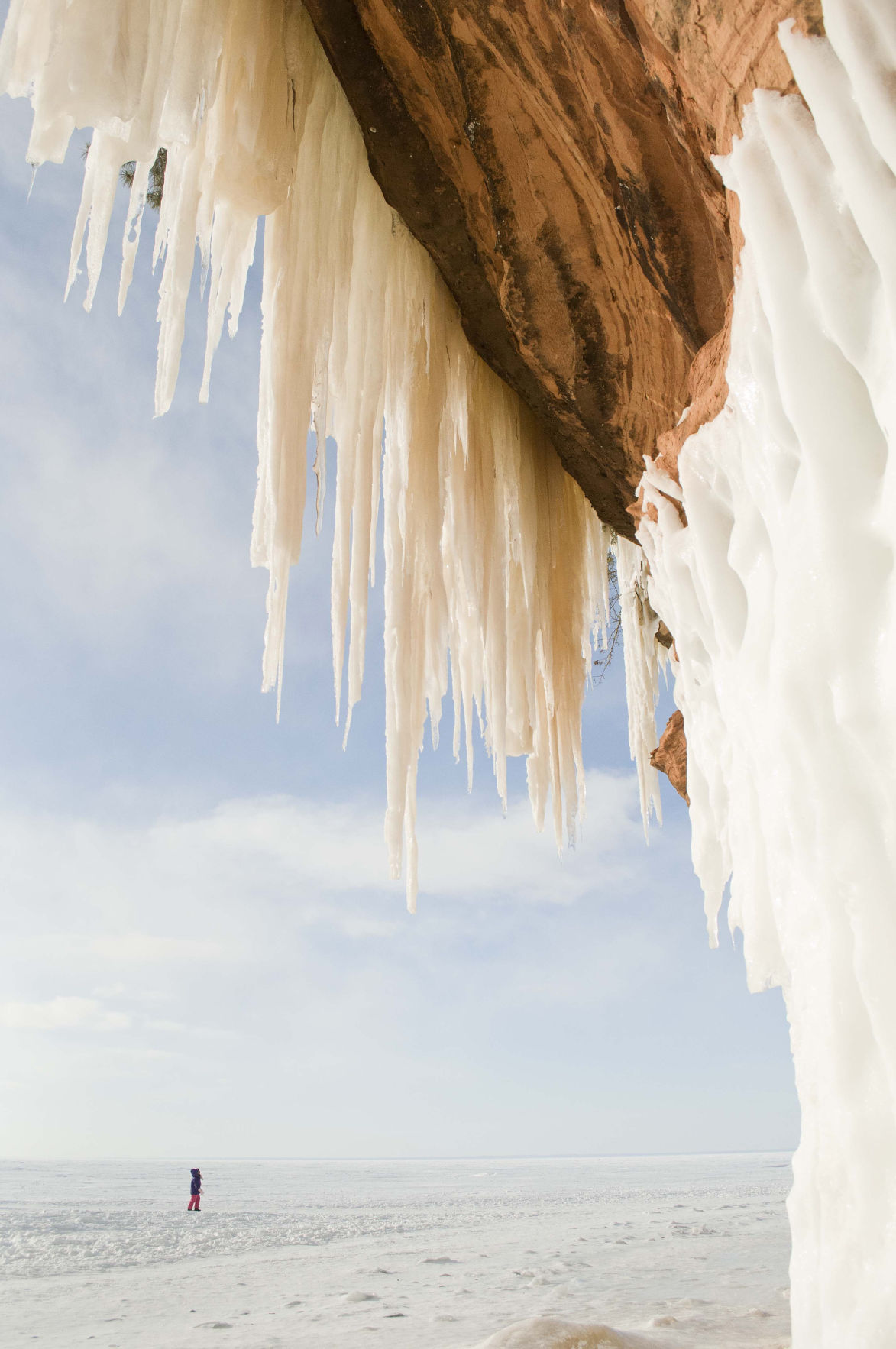 Girl Gazing at the Wonderous Ice Structures